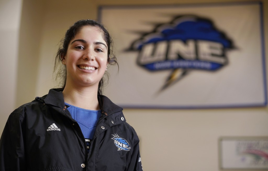 Andrea Gosper, a softball player for the University of New England in Biddeford, caught the attention of the NFL by working as an intern on her school's football team. "She's earned this opportunity," said Mike Lichten, the UNE football coach.