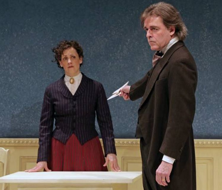 Abigail Killeen as Nora and James Hoban as Torvold IN "A Dolls House, Part 2."