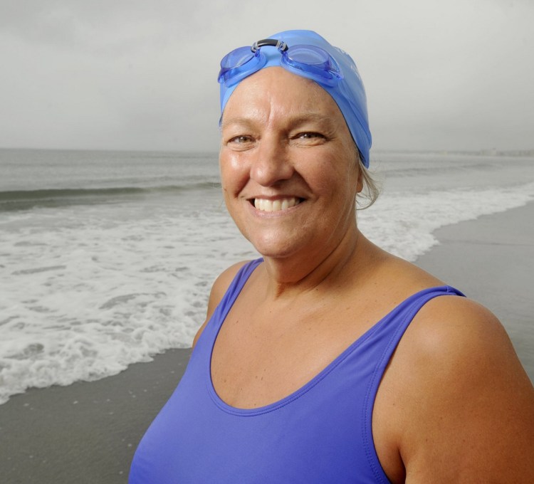 Pat Gallant-Charette, 68, of Westbrook is swimming across Cook Strait in New Zealand in her bid to notch seven channel crossings around the globe.