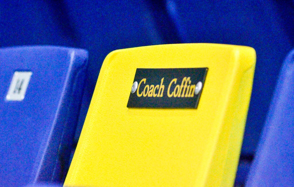 Basketball fan and former coach Ed Coffin had a his favorite seat commented with an yellow paint job and a personalize plaque that was unveiled on Thursday in the Augusta Civic Center.