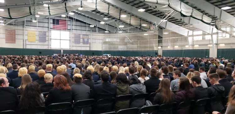 The field house at the University of Southern Maine was filled by close to 2,500 people Thursday for the funeral of Wayne "Pooch" Drown.