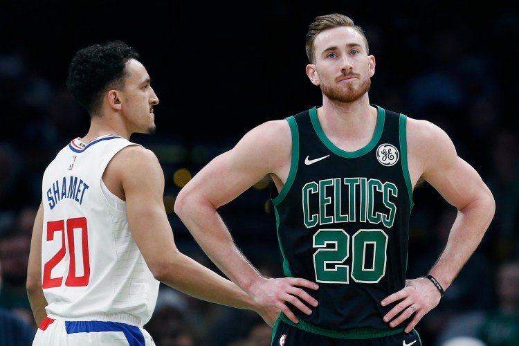 Gordon Hayward's look says it all. The Celtics blew a 28-point lead Saturday night to lose their second straight game. Boston has no time for a slump, as it prepares to play at Philadelphia on Tuesday.
