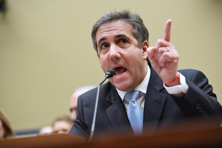 Michael Cohen, former attorney to President Donald Trump, testifies before the House Oversight Committee at the Rayburn House Office Building on Wednesday in Washington, D.C. MUST CREDIT: Washington Post photo by Matt McClain