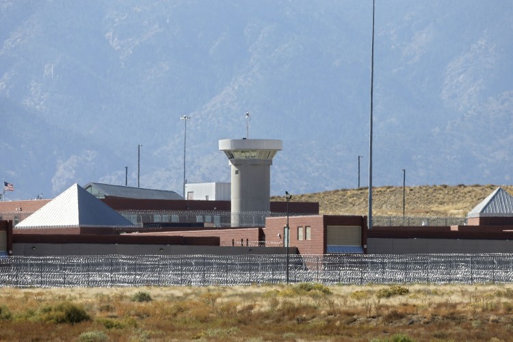 A guard tower looms over part of the Supermax facility outside Florence, in southern Colorado in 2015.