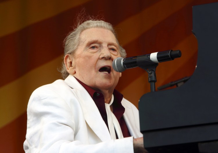 Jerry Lee Lewis performs at the New Orleans Jazz & Heritage Festival in New Orleans in 2015. 
