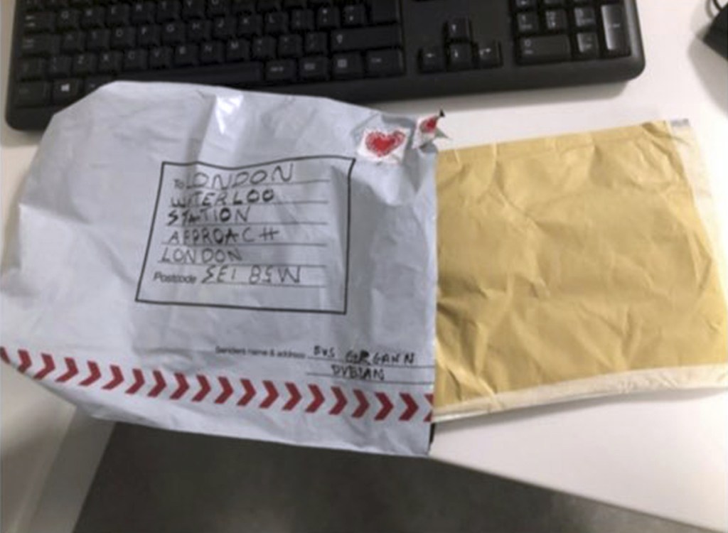 One of the suspect packages that turned up on Tuesday.