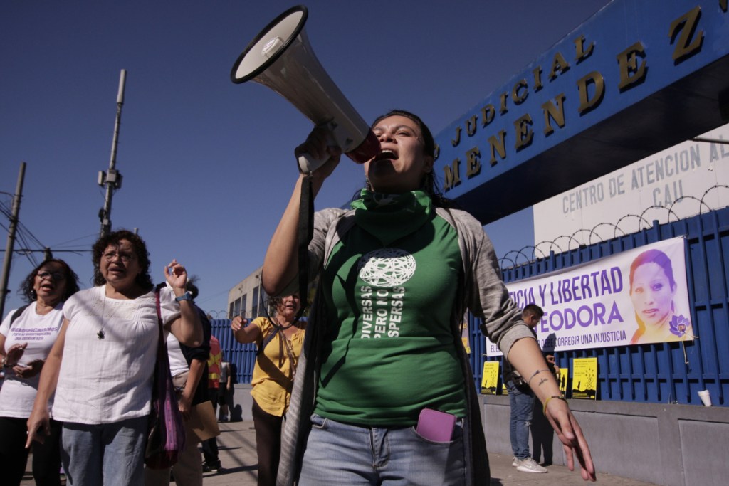 Women hold a rally in San Salvador, El Salvador, last year to demand the government free women prisoners serving time for having abortions.