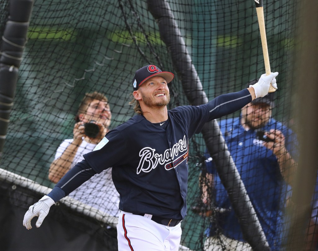 Josh Donaldson, now with the Atlanta Braves on a one-year deal, will play for the first time this spring Friday night in an exhibition against the Phillies.