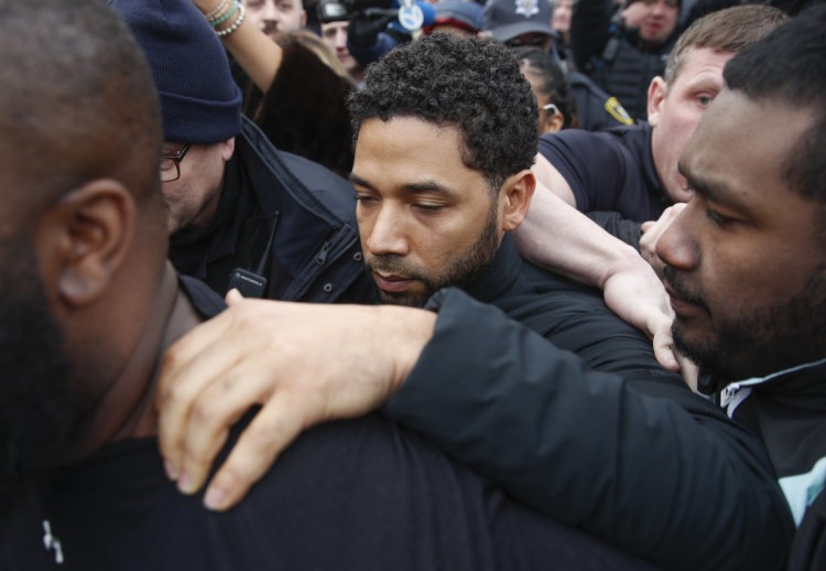 "Empire" actor Jussie Smollett, above, was indicted on 16 felony charges after authorities say he falsely told police that he was attacked by two men in Chicago.