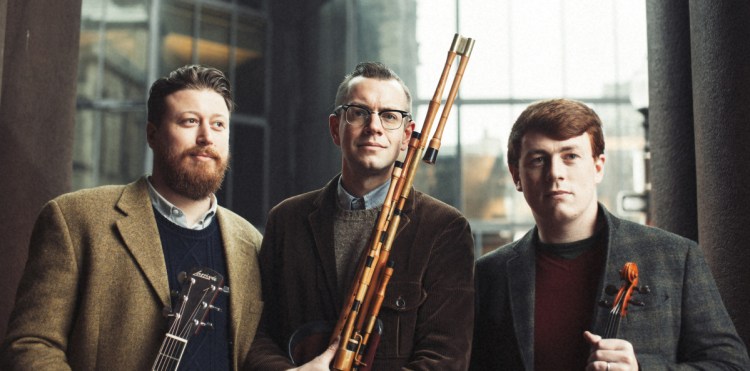 Daymart trio musicians  Eric McDonald (guitar, vocals), Will Woodson (flute, uilleann pipes), and Dan Foster (fiddle) will perform at the kickoff of the Farmington Historical Society's North Church Concert Series on Thursday to open its  2019 season.