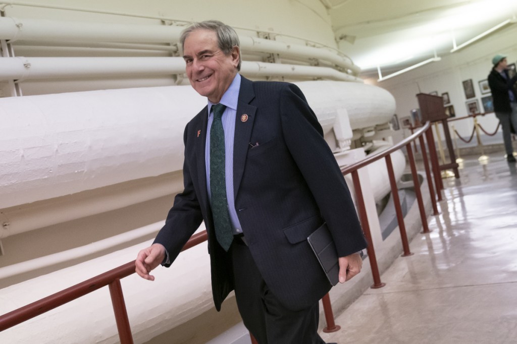 House Budget Committee Chairman John Yarmuth, D-Ky., walks through the Capitol in Washington on Monday as President Trump's 2020 budget is delivered to his committee. "Nobody has to advise Nancy on the political implications of any policy," he said of House Speaker Nancy Pelosi.