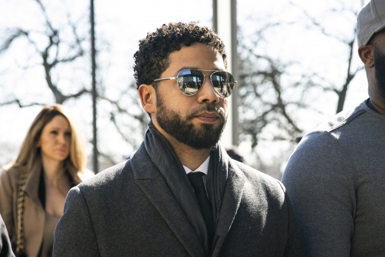 "Empire" actor Jussie Smollett arrives for a hearing Tuesday in Chicago.