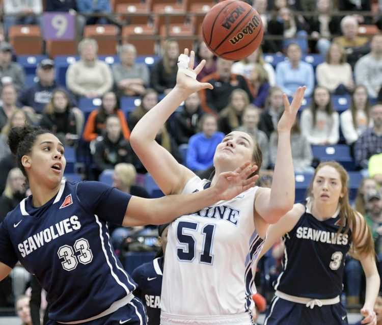Fanny Wadling has averaged 8.9 rebounds this season in 21 games for the University of Maine. She also has 20 blocks, 31 steals and 41 assists, showing her all-around value for the Black Bears, who are a win away from an NCAA tourney appearance for the second straight year.