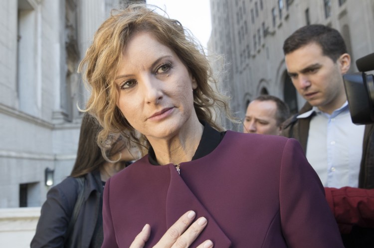 Summer Zervos leaves New York state appellate court in  2018. Zervos accuses Trump of unwanted kissing and groping.