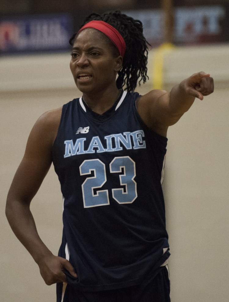 Tanesha Sutton scored 24 points the last time Maine played Hartford. The teams split two regular-season games.