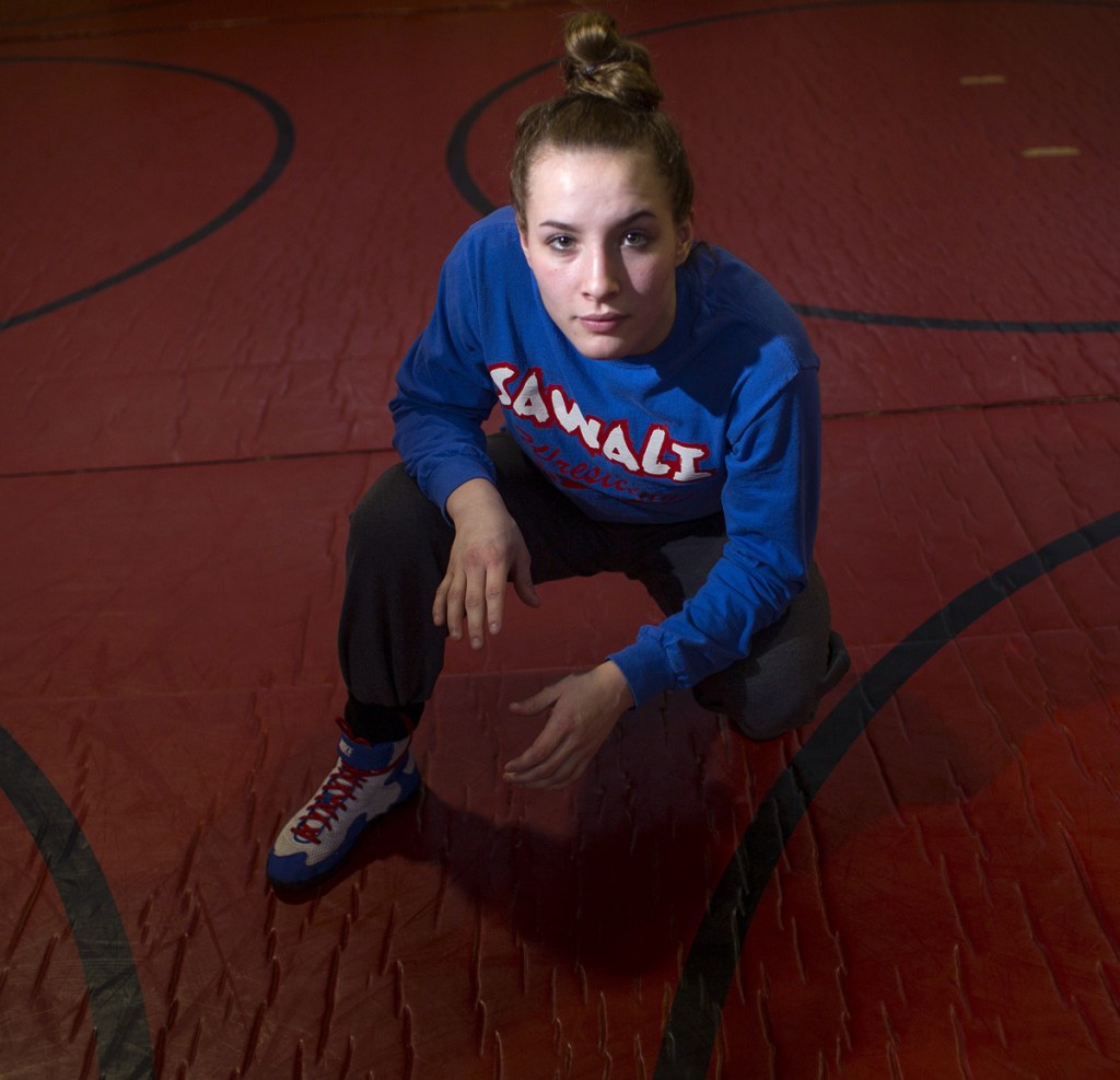 Zoe Buteau is one of only four Maine girls who have won a regional wrestling title against boys – a feat she achieved as a junior. This season she won the 132-pound division at the first girls' state championships.