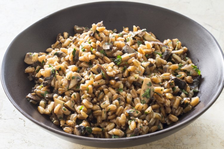 Warm farro with mushrooms is one of those dishes you simply look at and you can hear your tummy pleading, "Yes, yes, yes." Only takes an hour to prepare and as for the diet, not bad. Not bad at all.