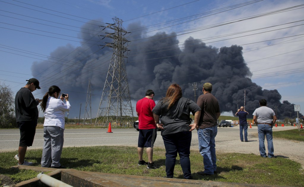 The fire at Intercontinental Terminals Company in Deer Park, Texas, grew late Monday and into Tuesday after water pressure dropped.