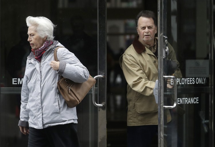Edwin Hardeman leaves the federal courthouse in San Francisco last month with his wife, Mary. Hardeman claimed his non-Hodgkin's lymphoma was caused by the weed killer Roundup, and a jury has agreed.