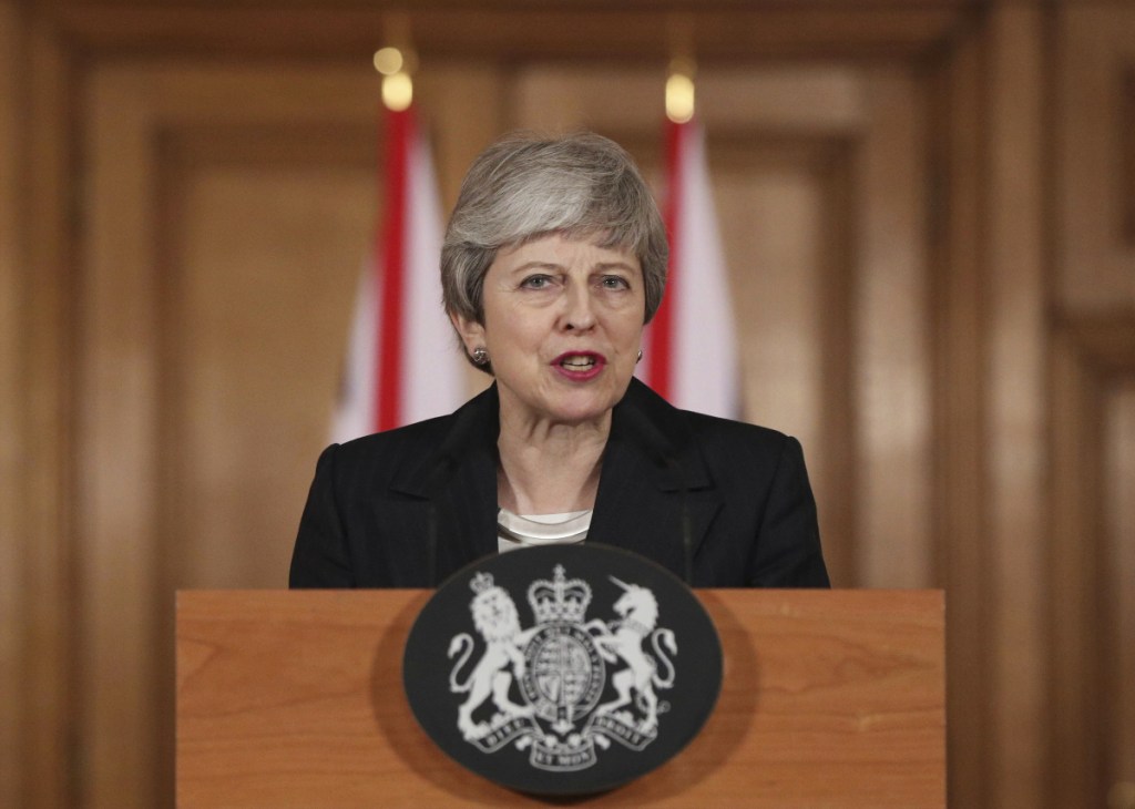 Britain's Prime Minister Theresa May said Wednesday that it's a matter of "great personal regret" that the U.K. won't leave the EU with a deal on March 29.