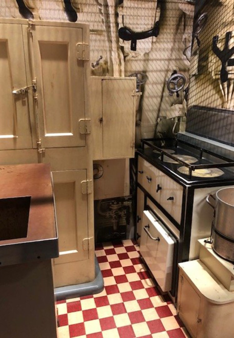 This mock-up of the galley on the U-505 German submarine captured during World War II stands just outside the ship itself at the Museum of Science and Industry in Chicago, Ill.