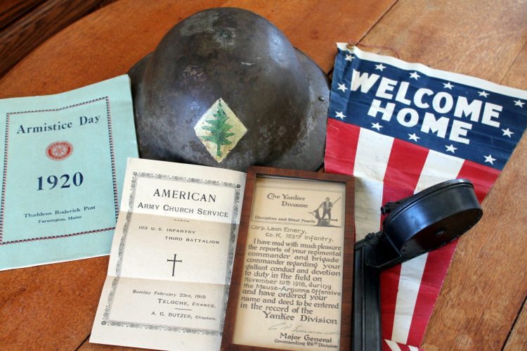 Keepsakes from World War I are among the items Steve Etzel of Farmington discovered in a suitcase in his attic. The church program pictured here is most important, said Etzel, because it is dated exactly 100 years before the discovery of the artifacts.