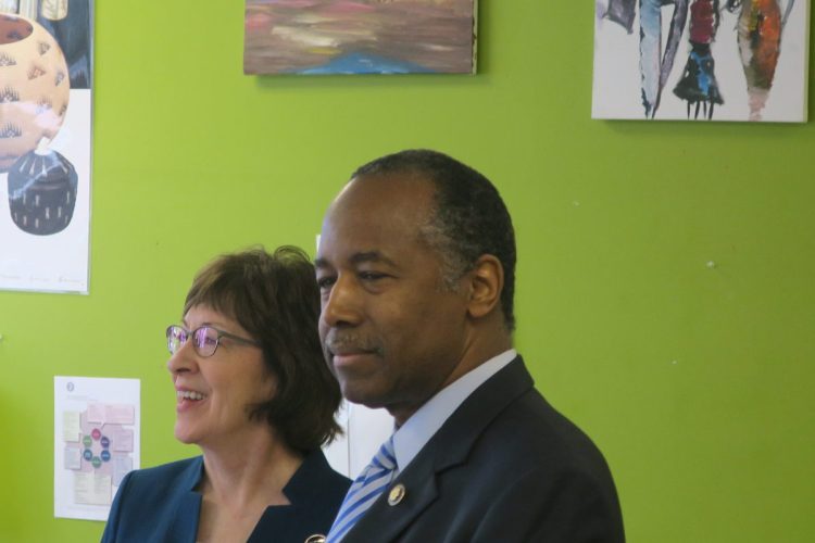 Ben Carson, the nation's housing secretary, and U.S. Sen. Susan Collins of Maine toured the Tree Street Youth Center in Lewiston on Friday.