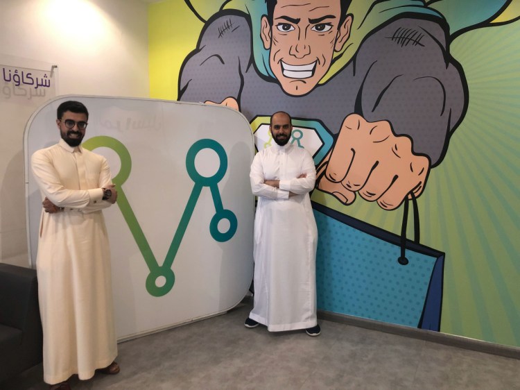 Naif AlSamri, left, and Ayman Alsanad, co-founders of delivery app Mrsool, at their office in Riyadh, Saudi Arabia. According to Apple's App Store, Mrsool ranks among the country's 30 most popular downloads, several places above Facebook and Uber.