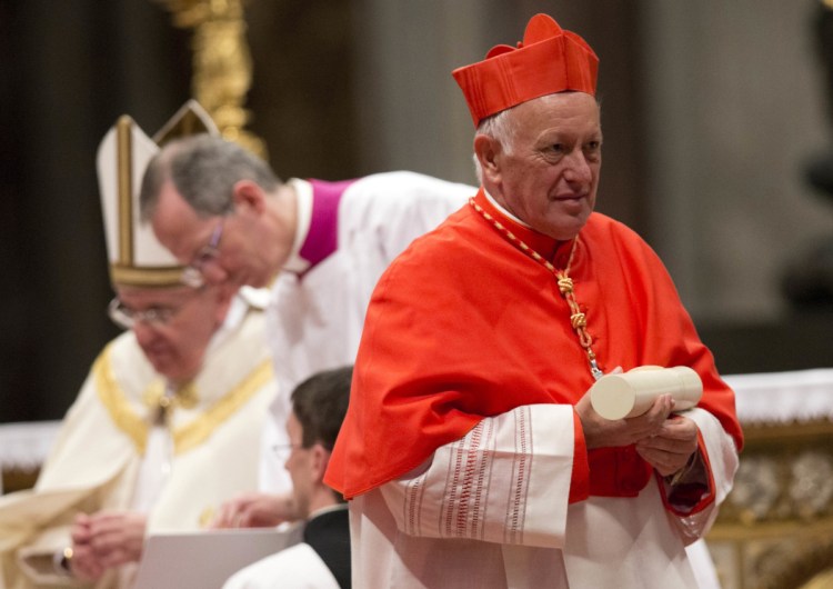 Cardinal Ricardo Ezzati, archbishop of Santiago, Chile, during a consistory inside St. Peter's Basilica at the Vatican in 2014. Pope Francis replaced Ezzati Saturday after he became embroiled in the country's spiraling sex abuse and cover-up scandal.