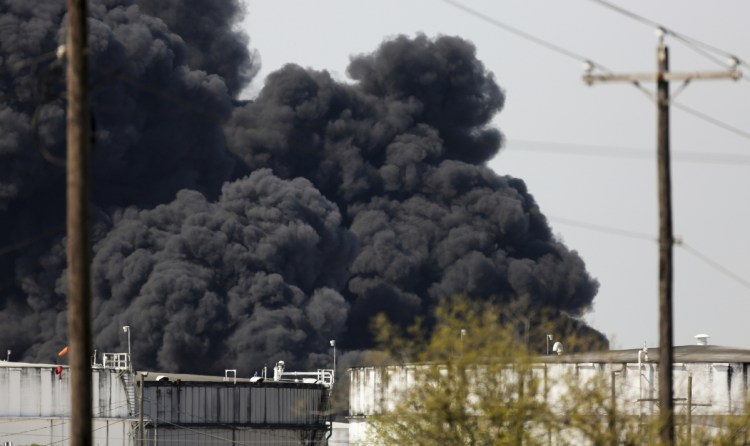 The petrochemical fire at Intercontinental Terminals Co. reignited as crews tried to clean out the chemicals that remained in the tanks Friday in Deer Park, Texas. 

