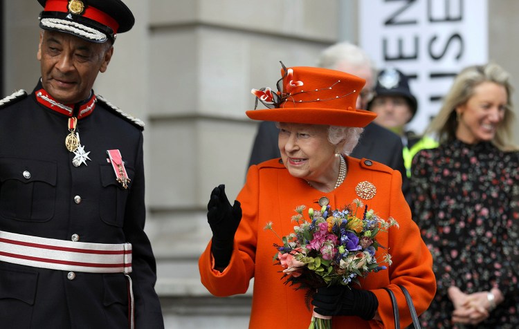 Britain's Queen Elizabeth II visits the Science Museum in London on Thursday. The queen sent her first Instagram post from the museum.