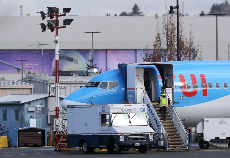 A Boeing 737 Max 8 airplane was under construction Wednesday at Boeing Co.'s Renton Assembly Plant in Washington. President Trump issued an emergency order grounding all Boeing 737 Max 8 and Max 9 aircraft in the wake of a crash of an Ethiopian airliner.