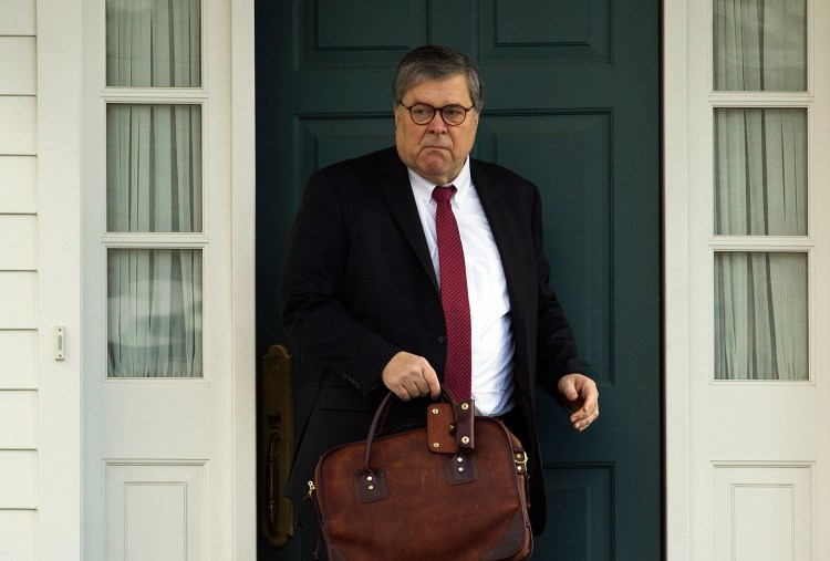Attorney General William Barr leaves his home in McLean, Va., on Friday. Special counsel Robert Mueller on Friday gave Barr his report outlining the findings of his nearly two-year investigation into Russian election meddling, possible collusion with Trump campaign officials and possible obstruction of justice by Trump.