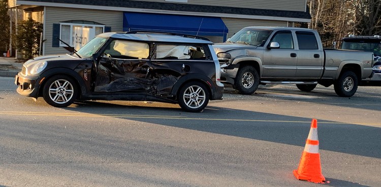 One person was seriously injured in a crash between a car and pickup truck on Industrial Park Road in Saco on Wednesday evening.