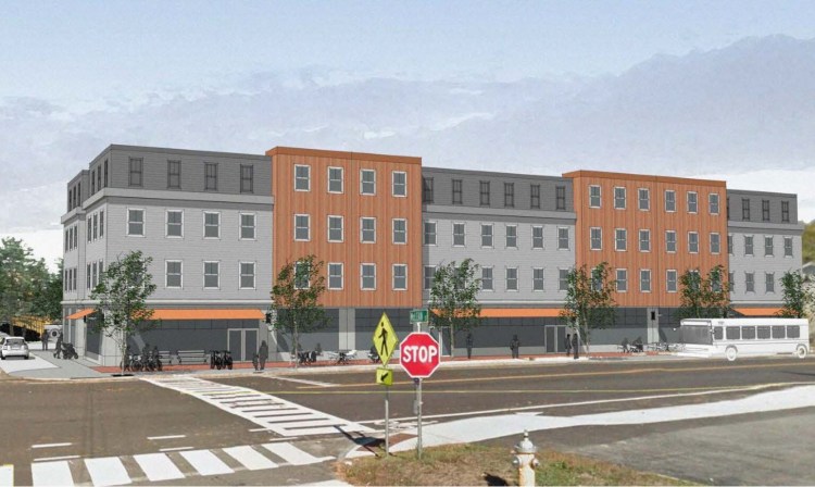 A rendering shows Thornton Heights Commons on Main Street in South Portland. The first floor will be devoted to Class A retail space; upper levels, to housing. 