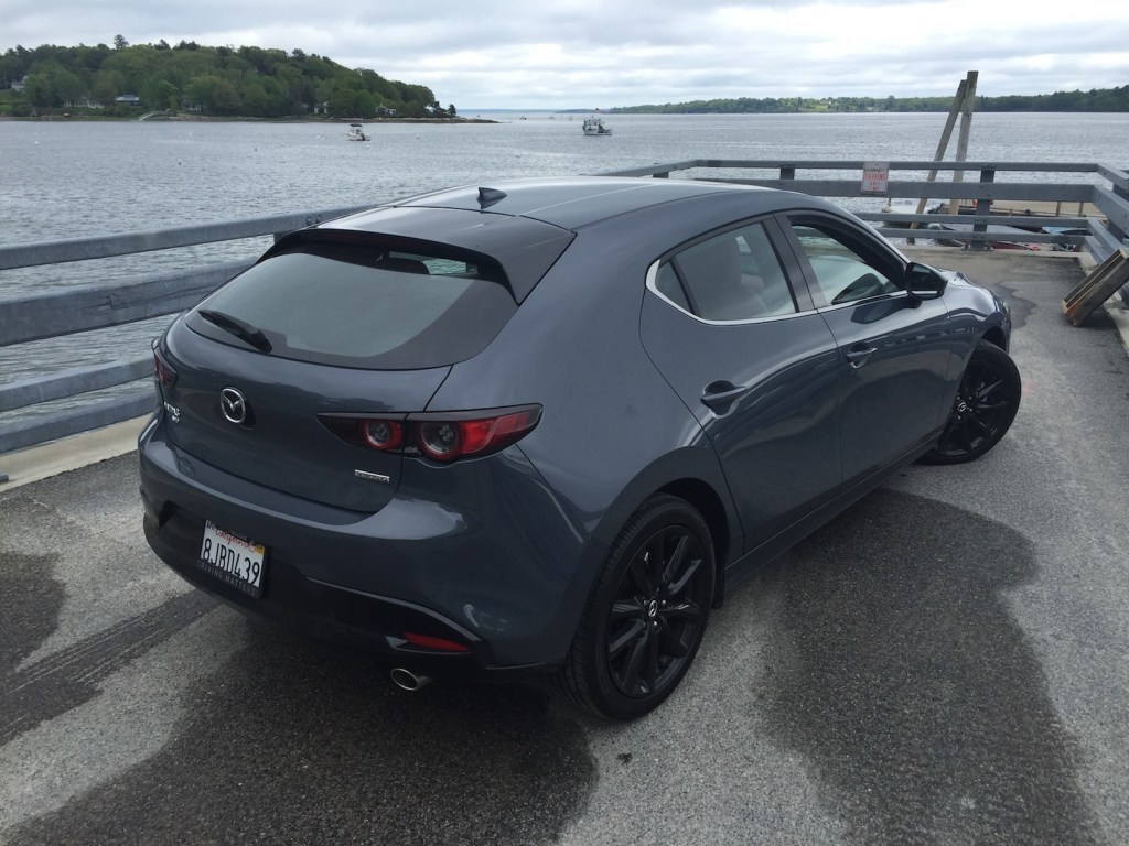 The available AWD system, not offered by Mazda's competitors in this segment, provides foul-weather traction. Photo by Tim Plouff. Location: Cousins Island ferry dock, Yarmouth.