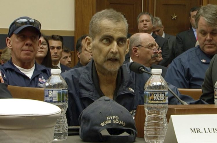 Retired NYPD Detective and 9/11 first responder Luis Alvarez speaks during a hearing before the House Judiciary Committee in Washington on June 11.  