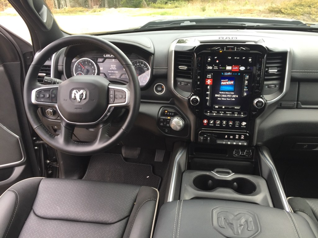 Inside the Ram laramie, find fine leather accents, fluid controls and a giant touch-screen to handle entertainment, information, and climate functions, all with redundant and convenient duplicate knobs and buttons.