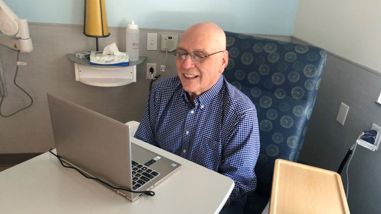 John Pierce is a cancer patient who is participating in the Maine Cancer Genomics Initiative. Pierce was able to take part in the MCGI tumor board meeting online in March of 2020. 