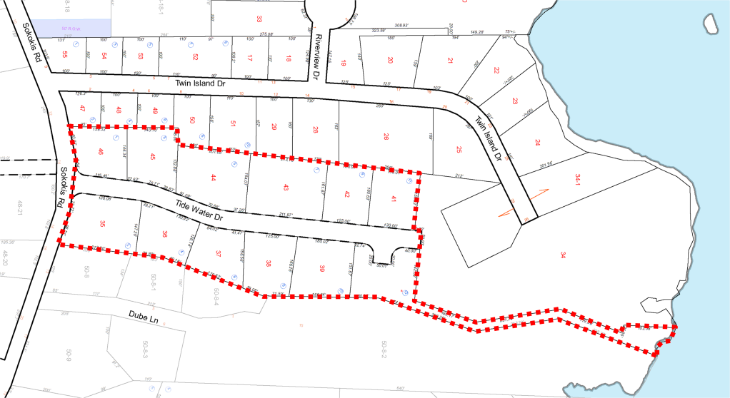 Tax Map of the 12 lots within Tide Water Estates.