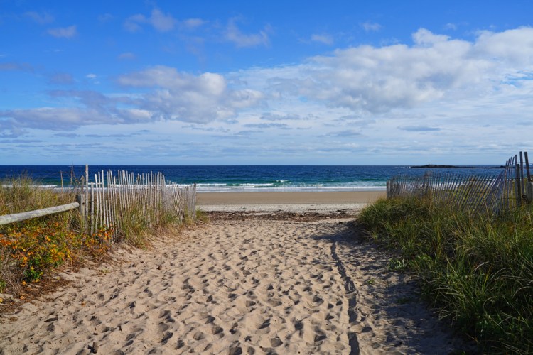 The entrance to Scarborough Beach State Park during the off-season.