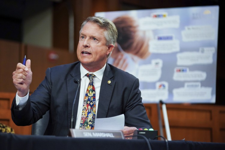 Sen. Roger Marshall, R-Kan., speaks during a Senate Health, Education, Labor, and Pensions Committee hearing Sept. 20 to discuss reopening schools during the COVID-19 pandemic, on Capitol Hill in Washington. When it comes to COVID-19 vaccines, other doctors think he sounds far less like a doctor and far more like a politician rallying hard-right supporters. 