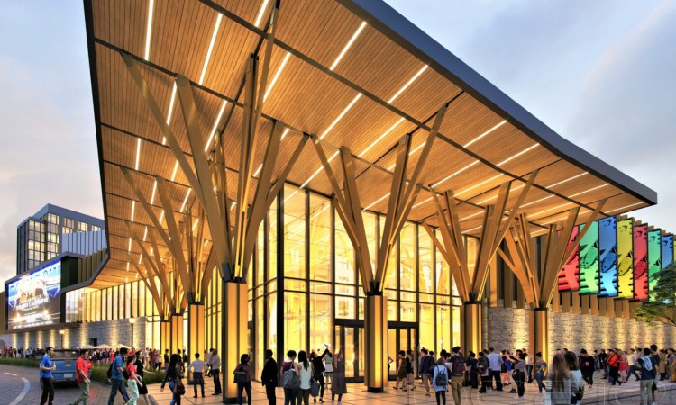 An artist's rendering of the proposed $75 million convention center at the Rock Row mixed-use development in Westbrook.