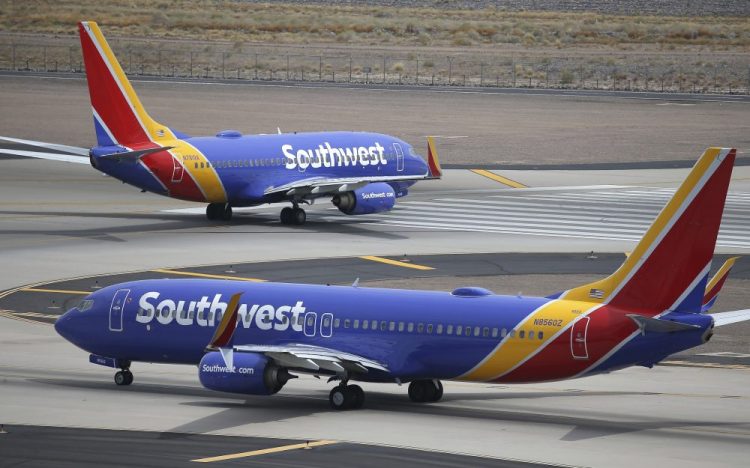 Southwest Airlines planes at Phoenix Sky Harbor International Airport 
