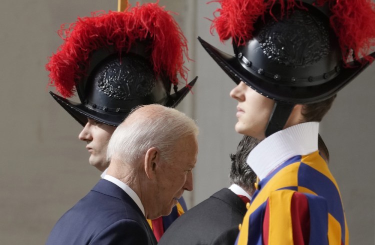 U.S. President Joe Biden arrives for a meeting with Pope Francis at the Vatican, Friday, Oct. 29. 