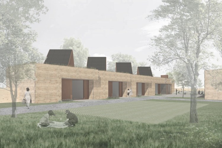 An architect's rendering of the planned Ellis-Beauregard Foundation residence and studio complex in Rockland.