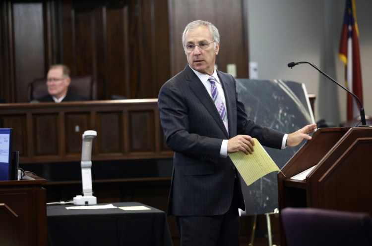 Defense attorney Robert Rubin speaks during the trial of William "Roddie" Bryan, Travis McMichael and Gregory McMichael, charged with the February 2020 death of 25-year-old Ahmaud Arbery, at the Gwynn County Superior Court, in Brunswick, Ga., last week. 