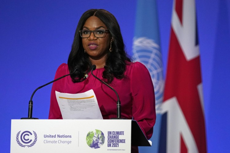 Damilola Ogunbiyi, CEO and Special Representative of the UN Secretary-General for Sustainable Energy for All and Co-Chair of UN-Energy, speaks on Energy at the COP26 U.N. Climate Summit in Glasgow, Scotland, on Thursday. 