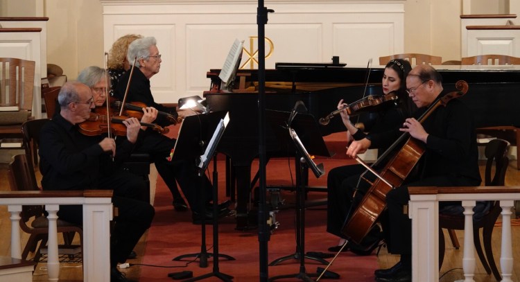 Portland String Quartet performs at the Woodfords Congregational Church.