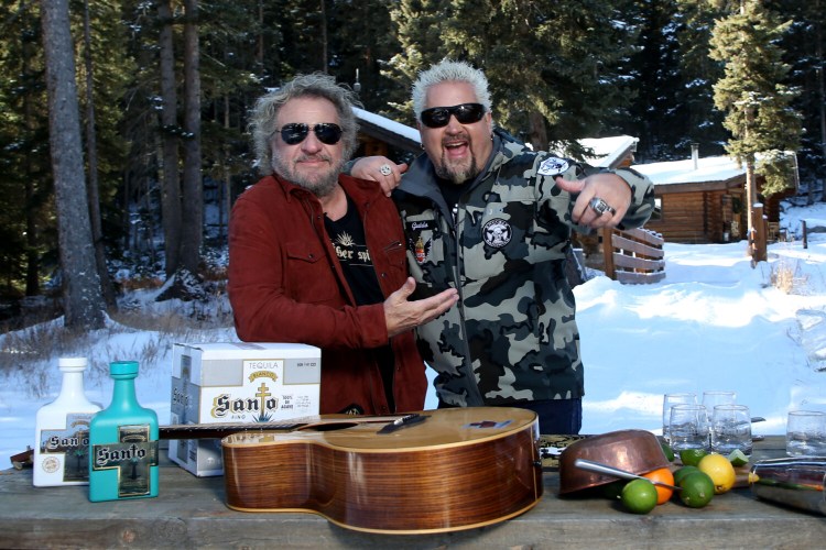 (L-r) Sammy Hagar and Guy Fieri at Lone Mountain Ranch in Montana